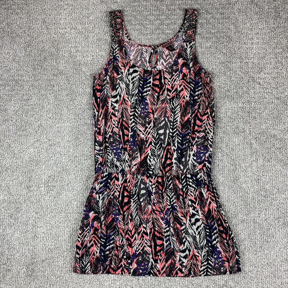 Akzialani Dress Womens Medium Black Pink Purple Sleeveless Boho Studded Tank Top